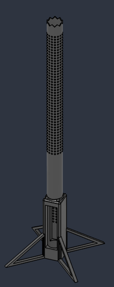Tall portable fire-pit CAD concept with deployable support legs